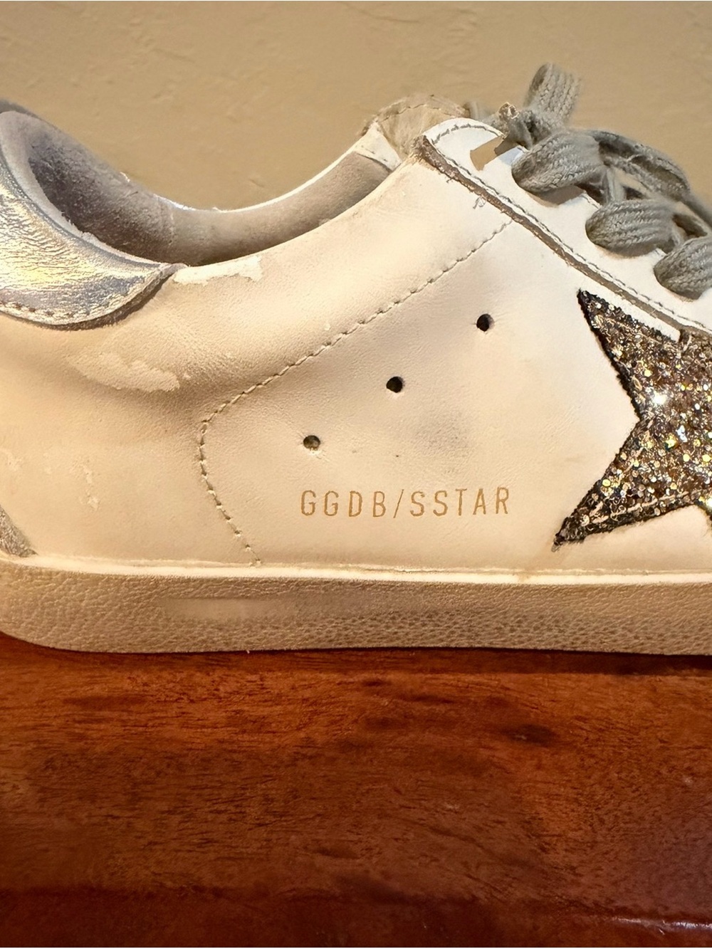 Golden Goose Superstar Sneakers Size 38 White Silver Glitter Star Sneakers 🔥 - Picture 10 of 16